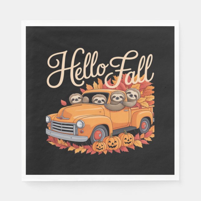 Hej Fall Funny Sloth Halloween pumkin Classic T- T Pappersservett (Framsidan)