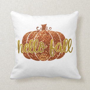 Hej Fall Glitter Pumpkin Kudde