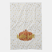 Hej Fall Glitter Pumpkin + Metallic Guld & White