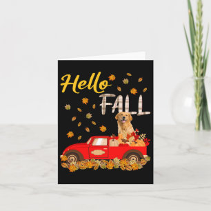 Hej Fall Golden Retriever Löv Autumn Red Lastbil Kort