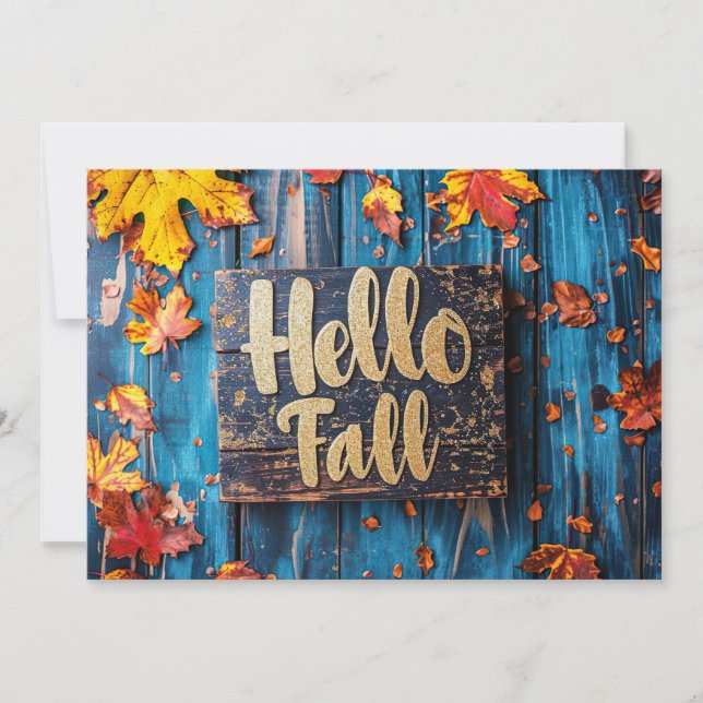 Hej Fall-hälsningskort med blommor Inbjudningar (Framsida)