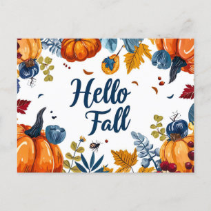 Hej Fall-hälsningskort med blommor Vykort