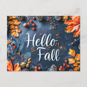 Hej Fall-hälsningskort med blommor Vykort