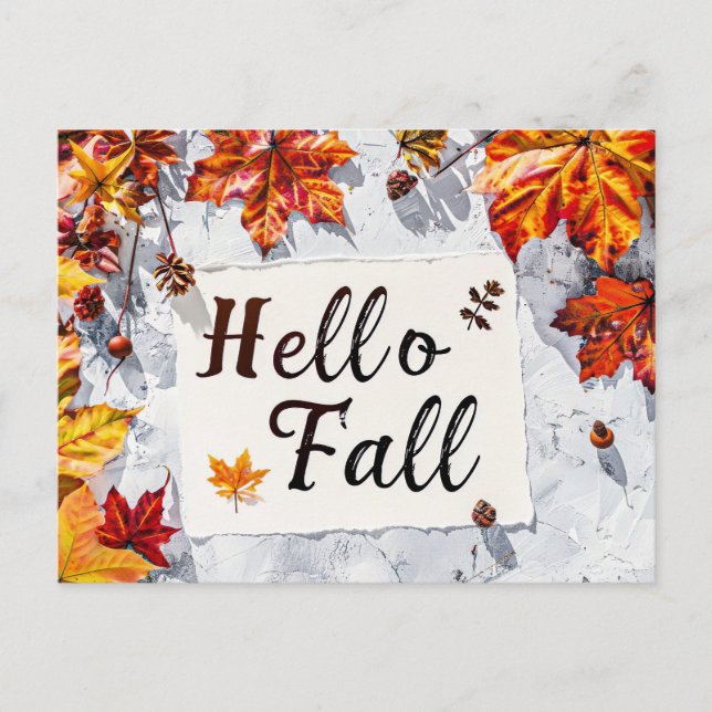 Hej Fall-hälsningskort med blommor Vykort (Framsida)