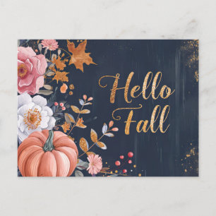 Hej Fall-hälsningskort med blommor Vykort