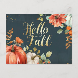 Hej Fall-hälsningskort med blommor Vykort