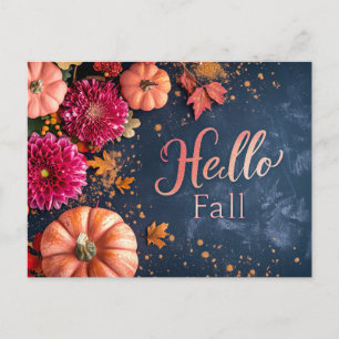 Hej Fall-hälsningskort med blommor Vykort