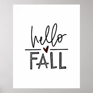 Hej Fall Hand Lettered Autumn Poster