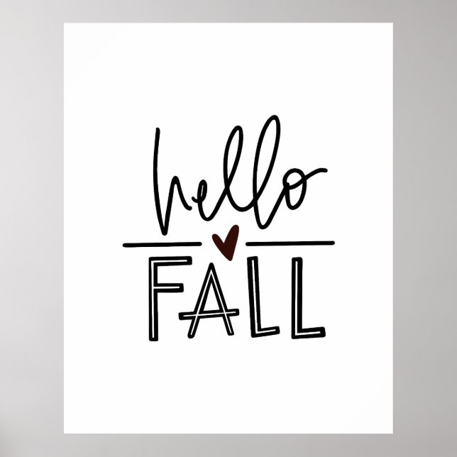 Hej Fall Hand Lettered Autumn Poster (Framsidan)