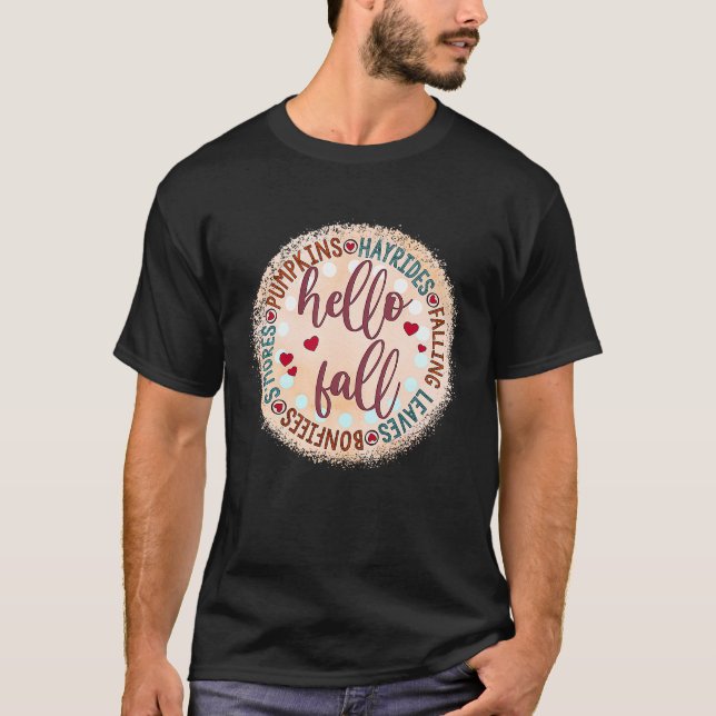 Hej Fall Hayrides Bonfire Pumpkins Su2019mores T Shirt (Framsida)