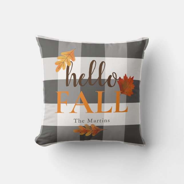Hej Fall Höst löv Black Kudde (Framsida)