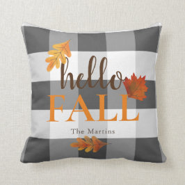 Hej Fall Höst löv Black Kudde