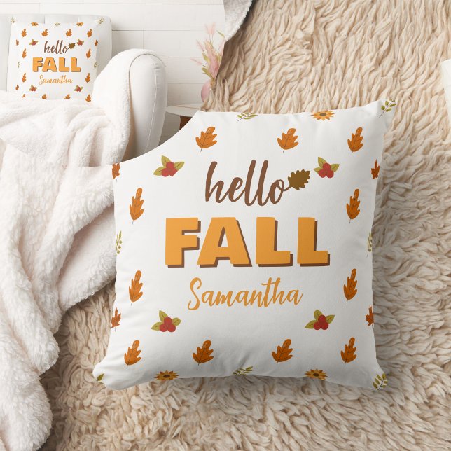 Hej Fall Höst löv Flowers Mönster Anpassningsbar Kudde (Skapare uppladdad)