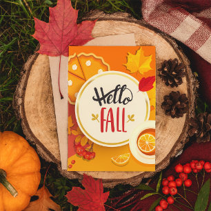 Hej Fall Höst löv och Pumpkin Paj Inbjudningar