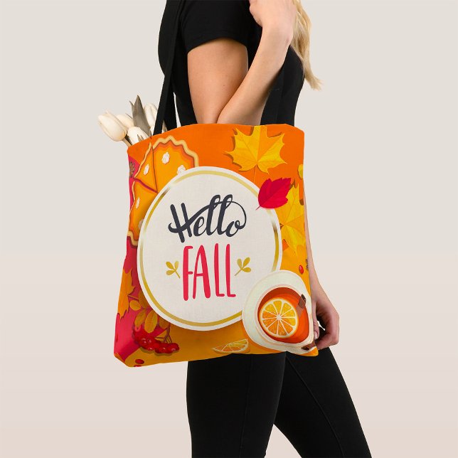 Hej Fall Höst löv och Pumpkin Paj Tygkasse (Skapare uppladdad)