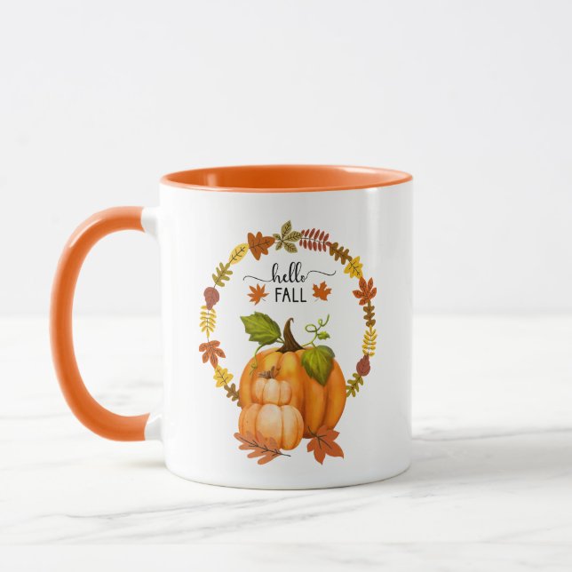 Hej Fall Höst löv och Pumpkins Ceramic Mugg (Vänster)