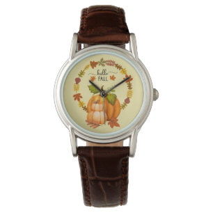 Hej Fall Höst löv Pumpkins Armbandsur