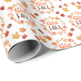 Hej Fall Höst löv Seamless Mönster Presentpapper
