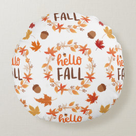 Hej Fall Höst löv Seamless Mönster Rund Kudde