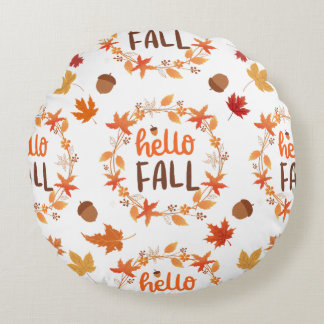 Hej Fall Höst löv Seamless Mönster Rund Kudde