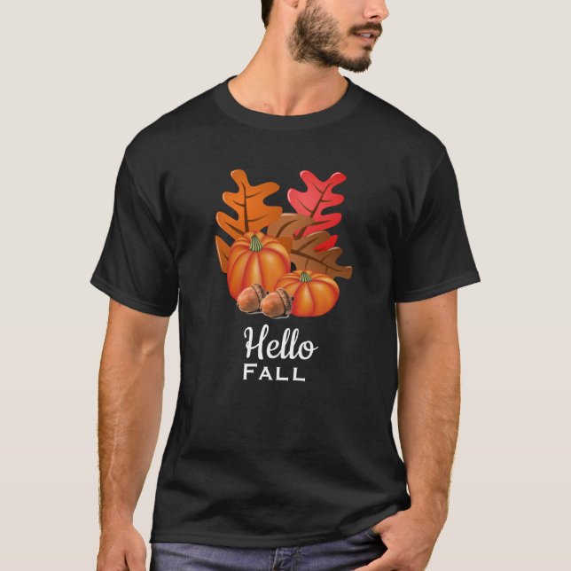 Hej Fall Höst löv T Shirt (Framsida)