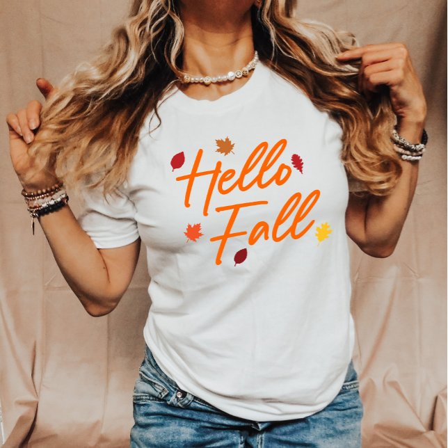 Hej Fall Höstmapel Löv Foliage T Shirt (Skapare uppladdad)