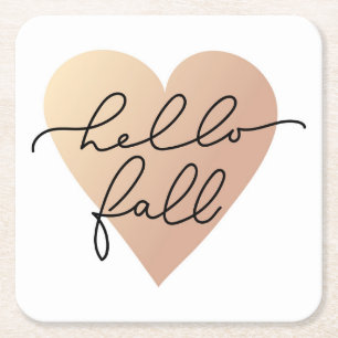 Hej Fall Kärlek Heart Underlägg Papper Kvadrat