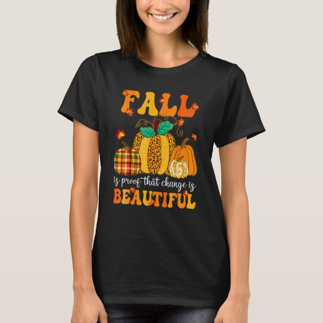 Hej Fall Leopard Pumpkin Spice Fall Vibes Autumn T Shirt (Framsida)