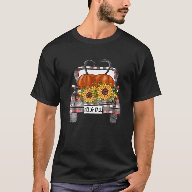 Hej Fall Leopard Pumpkins Lastbil Fallsäsong än T Shirt (Framsida)