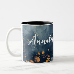 Hej Fall med blommor och namn Två-Tonad Mugg
