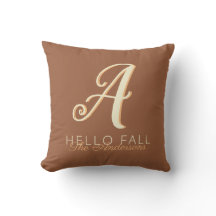 Hej Fall Modern Monogram Namn Orange Brown