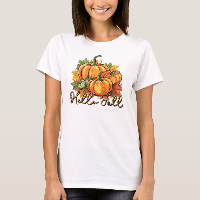 Hej Fall - Mysigt Pumpkin Patch T Shirt (Framsida)