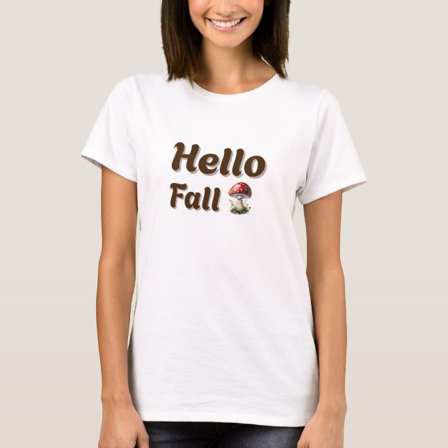 Hej Fall - Mysigt utformning av den  höstsvinnet T Shirt (Framsida)