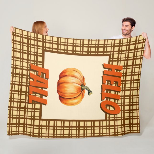 Hej Fall- Nature Pumpkin Plade Mysigt Höst Fleecefilt (På plats)