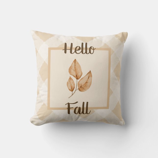 Hej Fall Neutralt Höst löv Rustic Home Decor Kudde (Framsida)