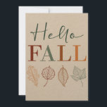 "Hej Fall", nutida färgstarka Löv Julkort<br><div class="desc">eleganten "Hej Fall", färgstark typografi på rustik Papper med modernt skisserat Löv. Baksidan dekorerade med mer löv och tomt utrymme för en handskriven anteckning. Ett sofistikerat kort för chic som skickar falltemameddelanden eller thanksgiving till kunder, kunder, familj och vänner. Kontakta mig om du vill ha ytterligare anpassning. Du hittar mer...</div>