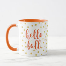 Hej Fall Orange Guld Faux Foil Dots Mugg