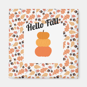 Hej Fall Orange höstpumpa och Löv Magnet