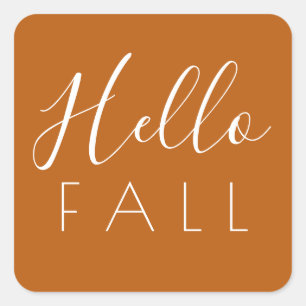 Hej Fall Orange - minimalistisk höst Fyrkantigt Klistermärke