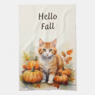 Hej Fall Orange Tabby Kitchen Towel Kökshandduk