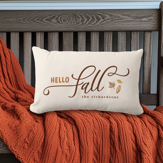 Hej Fall Personlig Lumbarkudde (Shown on a 13" x 21" lumbar pillow)