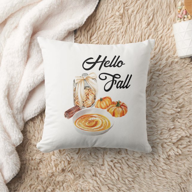 Hej Fall Pumpkin Farmhouse Cute Autumn Decor Kudde (Filt)