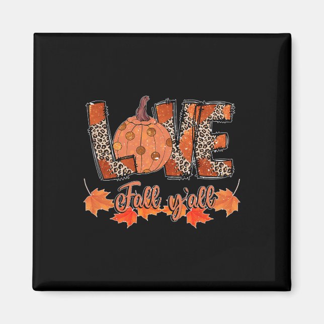 Hej Fall Pumpkin Kärlek Fall Y_all Leopard Peace L Magnet (Framsidan)