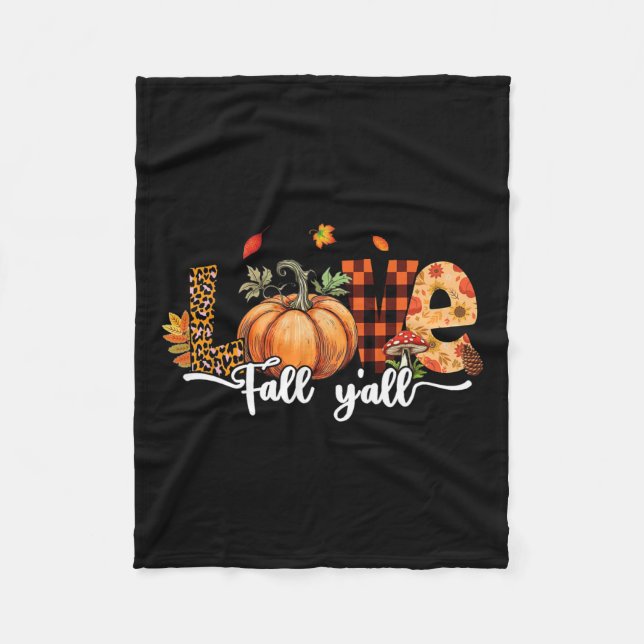 Hej Fall Pumpkin Kärlek Fall Y'all Leopard Fall Th Fleecefilt (Framsidan)