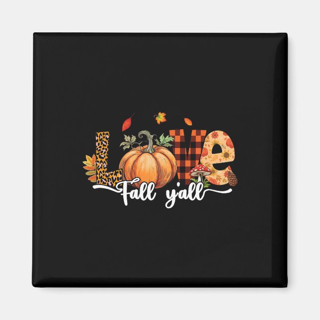 Hej Fall Pumpkin Kärlek Fall Y'all Leopard Fall Th Magnet (Framsidan)