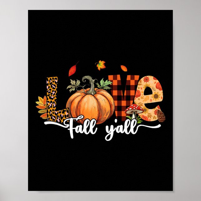 Hej Fall Pumpkin Kärlek Fall Y'all Leopard Fall Th Poster (Framsidan)