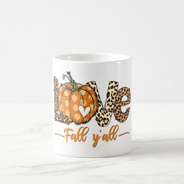 Hej Fall Pumpkin Kärlek Fall Y'All Leopard Kärlek Kaffemugg (Center)