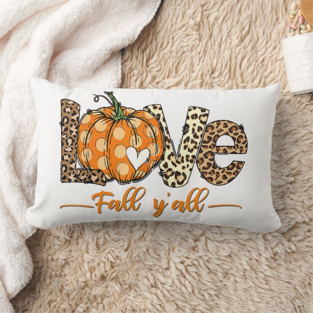 Hej Fall Pumpkin Kärlek Fall Y'All Leopard Kärlek Lumbarkudde (Filt)