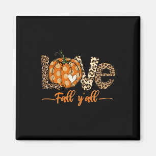 Hej Fall Pumpkin Kärlek Fall Y'All Leopard Peace L Magnet