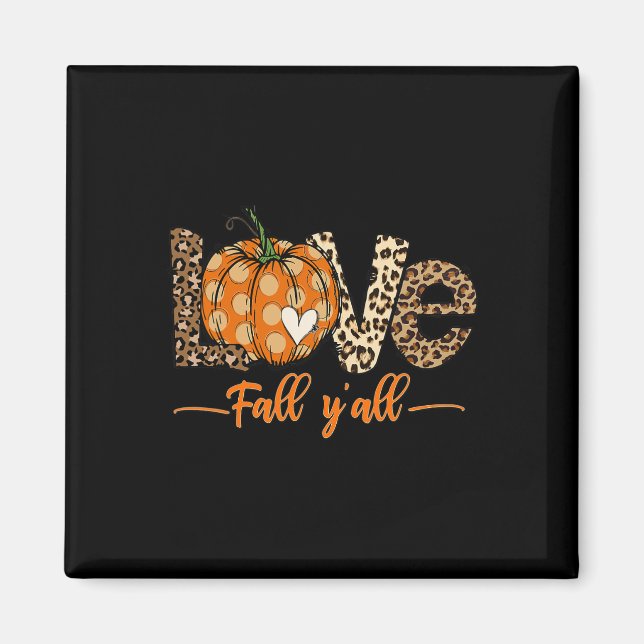 Hej Fall Pumpkin Kärlek Fall Y'All Leopard Peace L Magnet (Framsidan)